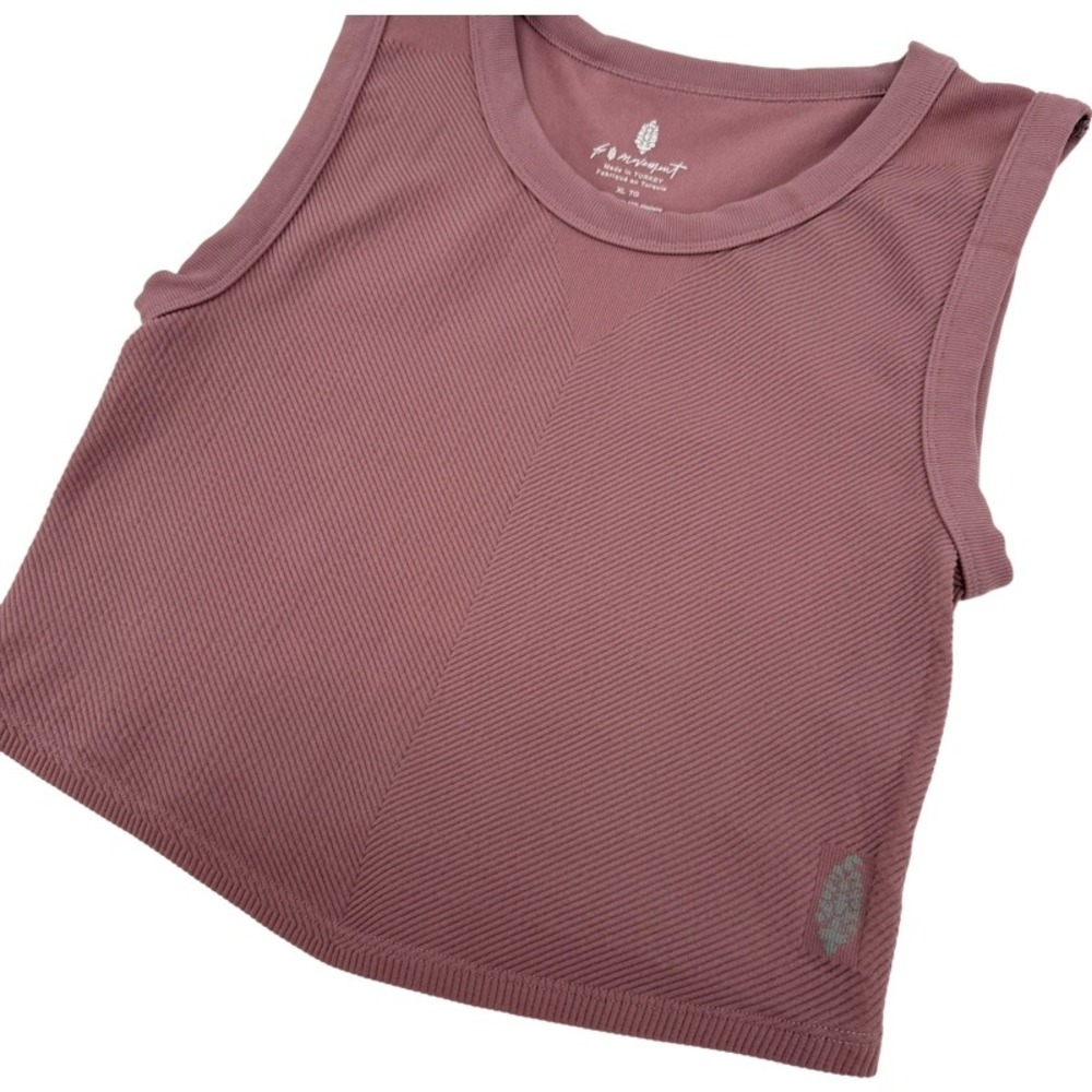 FREE PEOPLE MOVEMENT XL Free Throw Muscle‎ Tank Crop Top Pink Ribbed Activewear - Picture 8 of 11